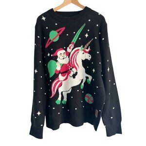 Tipsy Elves Ugly Christmas Sweater Santa Riding Unicorn Men's Sz XL